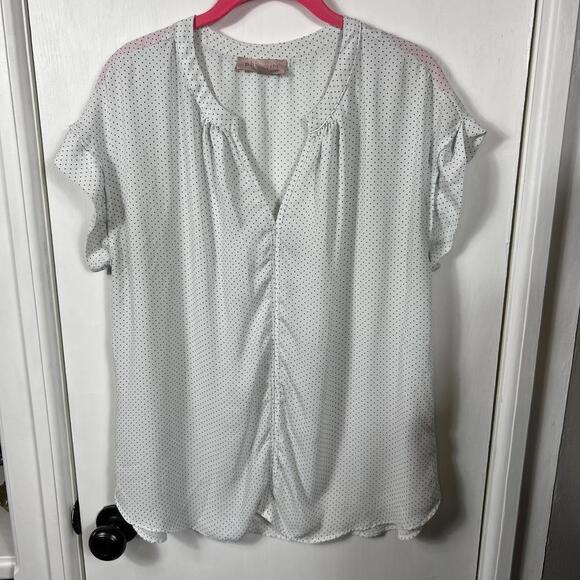 Philosophy white and black dotted sleeveless v-neck blouse. Size L - Picture 1 of 6